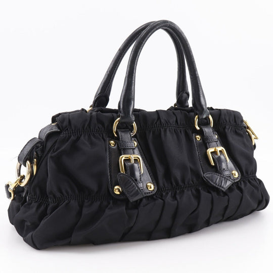 PRADA Shoulder Bag BN1407 Nylon black Gathered 2WAYShoulder