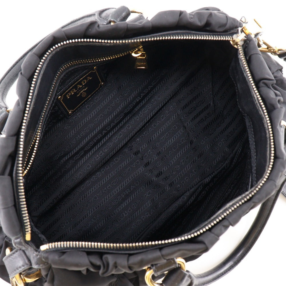 PRADA Shoulder Bag BN1407 Nylon black Gathered 2WAYShoulder