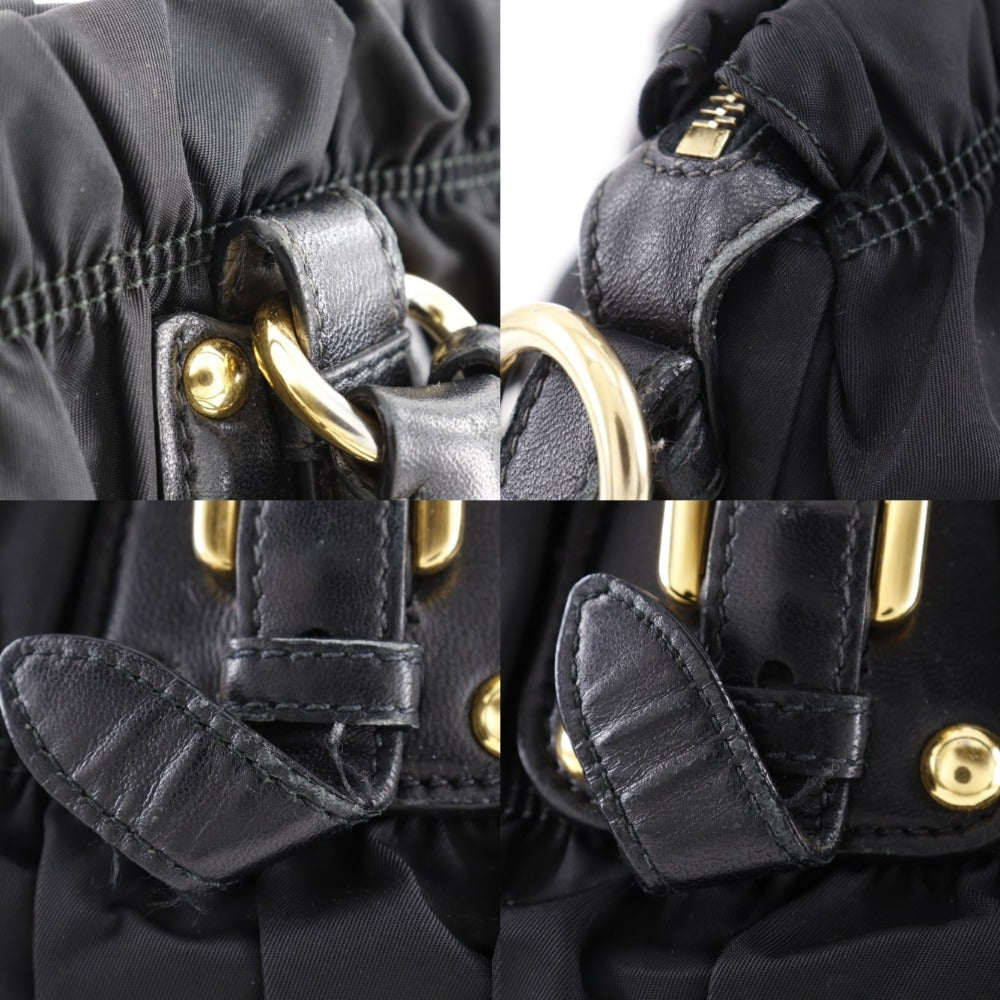 PRADA Shoulder Bag BN1407 Nylon black Gathered 2WAYShoulder