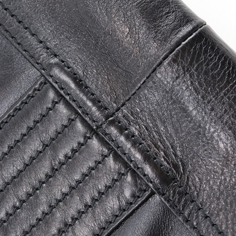 FENDI Tote Bag leather black 2WAYShoulder Chain tote Women Used Authentic