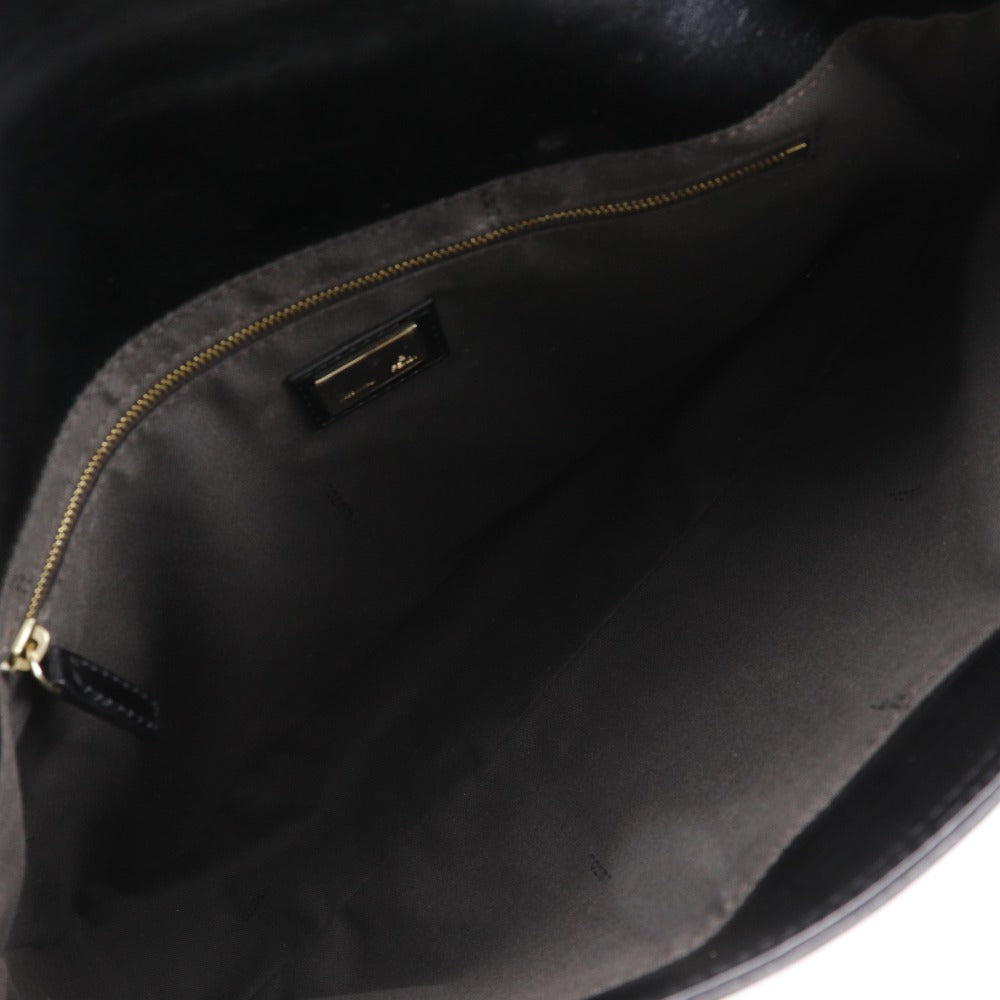 FENDI Tote Bag leather black 2WAYShoulder Chain tote Women Used Authentic
