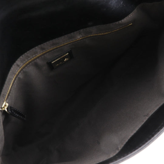 FENDI Tote Bag leather black 2WAYShoulder Chain tote Women Used Authentic