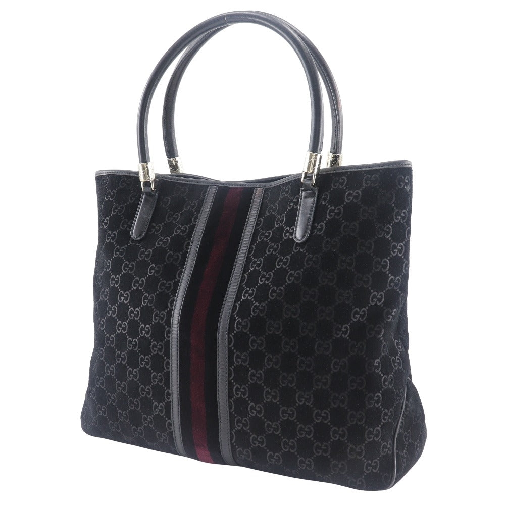GUCCI Tote Bag 162160 Suede black GG Shelly line unisex(Unisex) Used Authentic