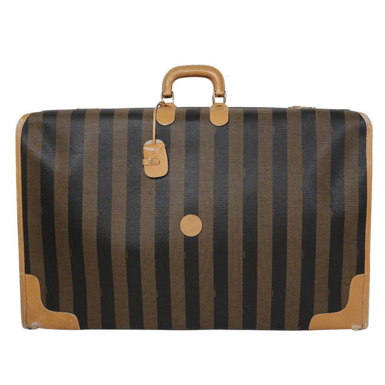 FENDI Carry Bag PVC, Leather Brown unisex(Unisex) Used Authentic