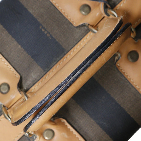 FENDI Carry Bag PVC, Leather Brown unisex(Unisex) Used Authentic