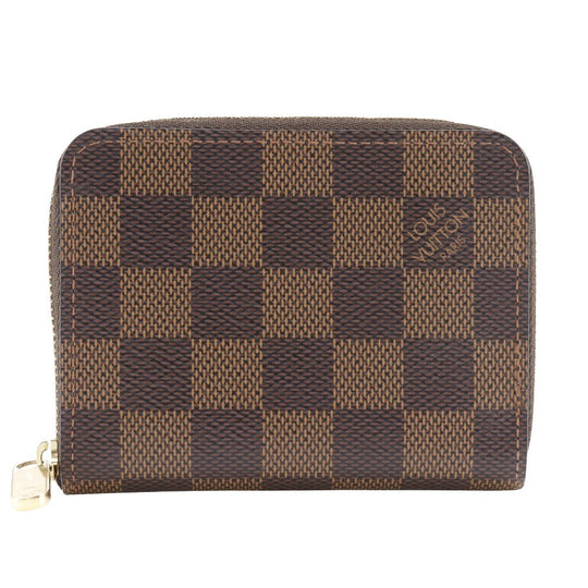 LOUIS VUITTON Coin case N63070 Damier canvas Brown Zip around purse Women Used Authentic