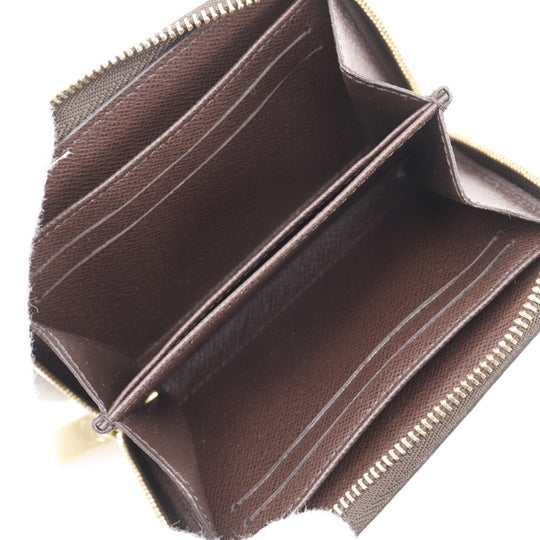 LOUIS VUITTON Coin case N63070 Damier canvas Brown Zip around purse Women Used Authentic