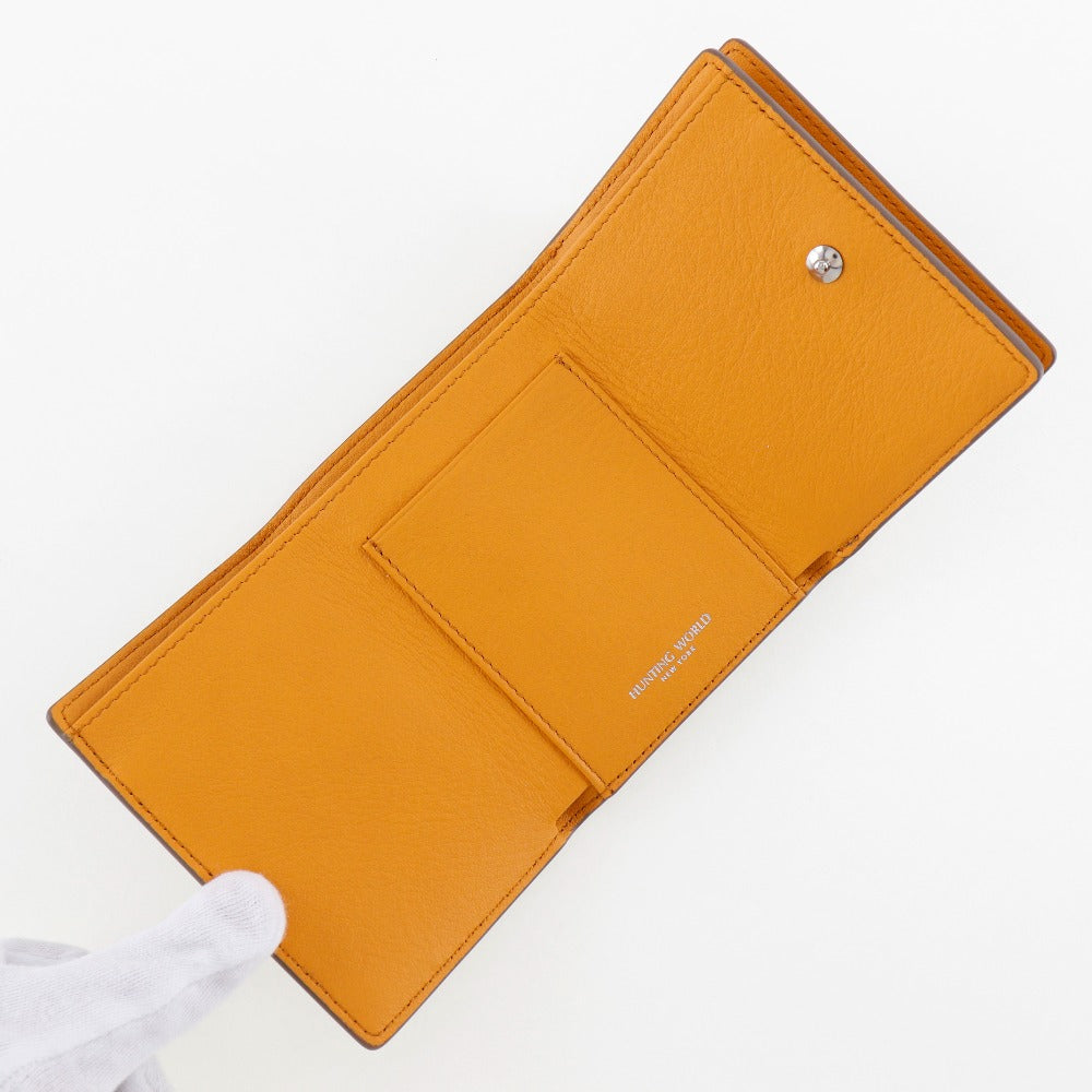 HUNTING WORLD Tri-fold wallet leather Brown Women Used Authentic
