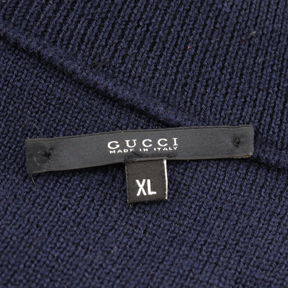 GUCCI sweater cotton Navy Zip up mens XL Used Authentic