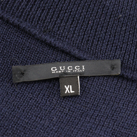 GUCCI sweater cotton Navy Zip up mens XL Used Authentic