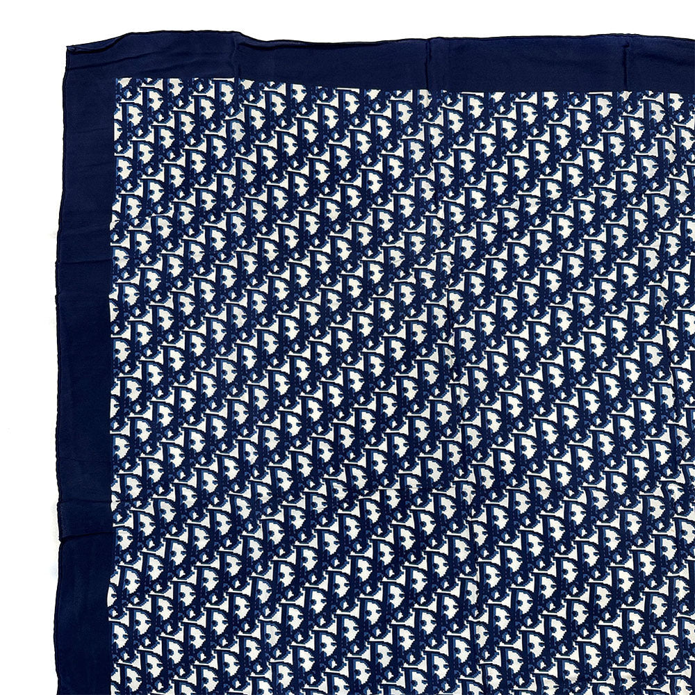 Christian Dior scarf silk Navy Trotter Women Used Authentic
