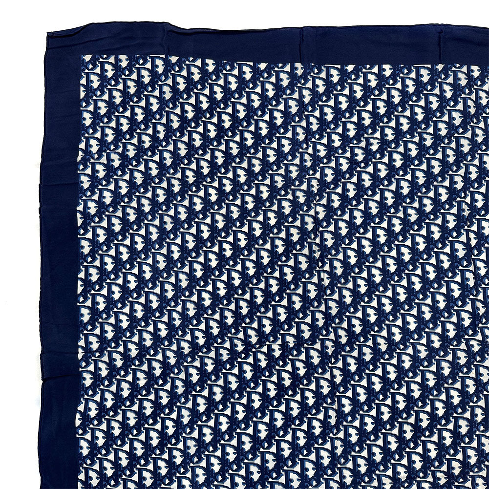 Christian Dior scarf silk Navy Trotter Women Used Authentic