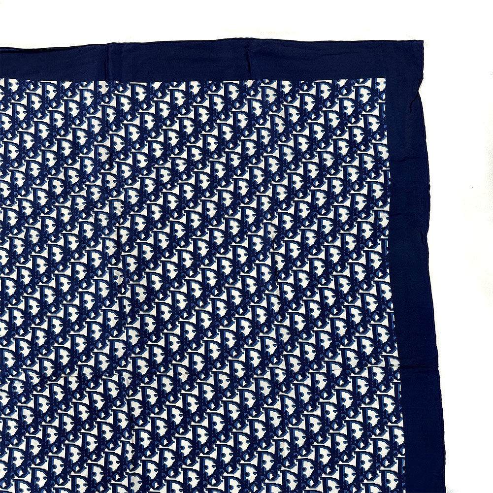 Christian Dior scarf silk Navy Trotter Women Used Authentic