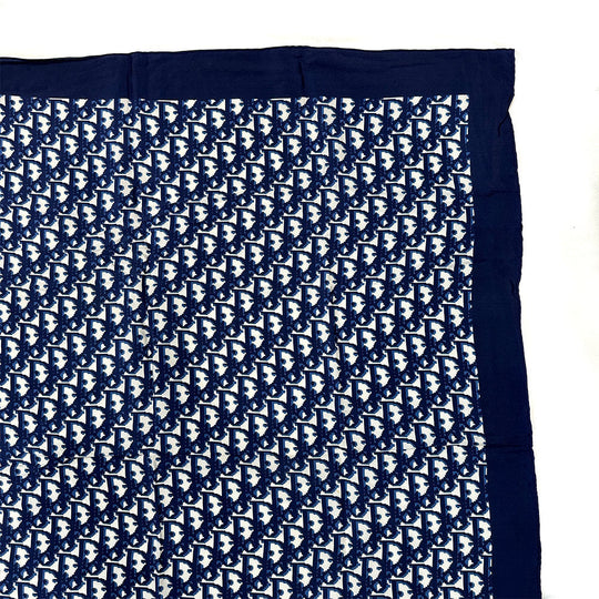 Christian Dior scarf silk Navy Trotter Women Used Authentic
