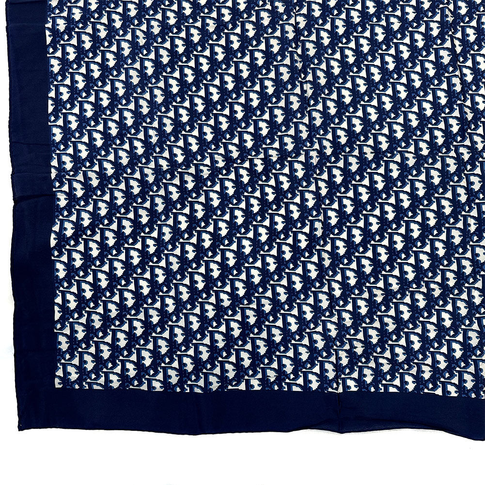 Christian Dior scarf silk Navy Trotter Women Used Authentic