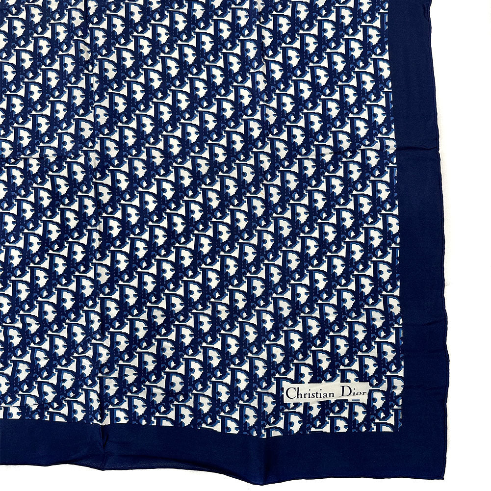 Christian Dior scarf silk Navy Trotter Women Used Authentic