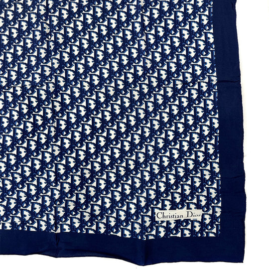 Christian Dior scarf silk Navy Trotter Women Used Authentic