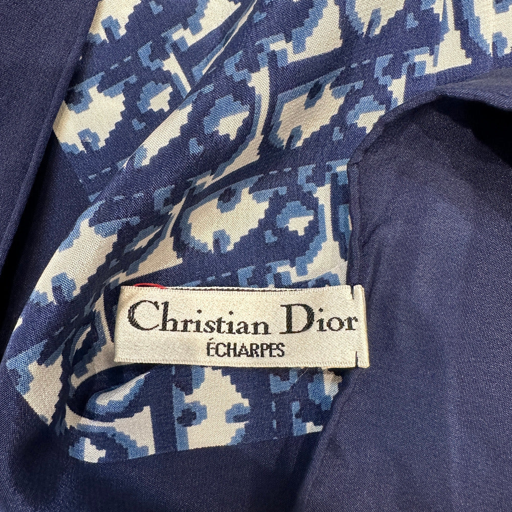 Christian Dior scarf silk Navy Trotter Women Used Authentic