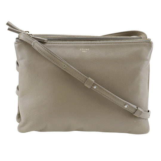 CELINE Shoulder Bag Calfskin gray Trio Large Women Used Authentic