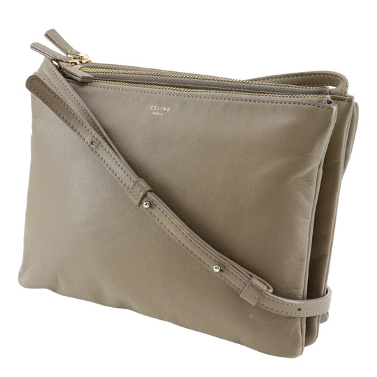 CELINE Shoulder Bag Calfskin gray Trio Large Women Used Authentic