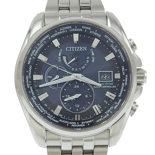 CITIZEN Watches Solar Powered Radio Watch H820-T021697 Stainless Steel Navy Limited Edition Eco Drive Navy dial mens Used Authentic