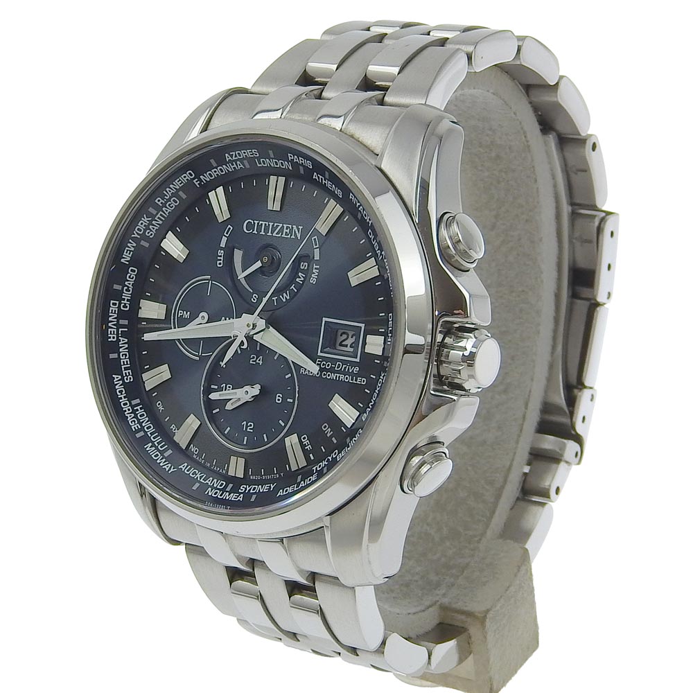 CITIZEN Watches Solar Powered Radio Watch H820-T021697 Stainless Steel Navy Limited Edition Eco Drive Navy dial mens Used Authentic