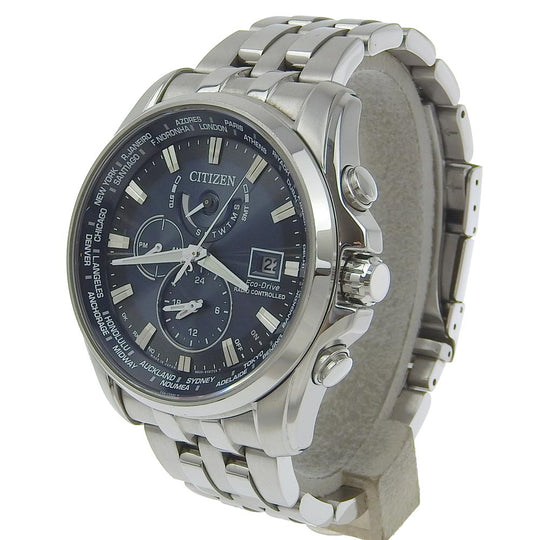 CITIZEN Watches Solar Powered Radio Watch H820-T021697 Stainless Steel Navy Limited Edition Eco Drive Navy dial mens Used Authentic