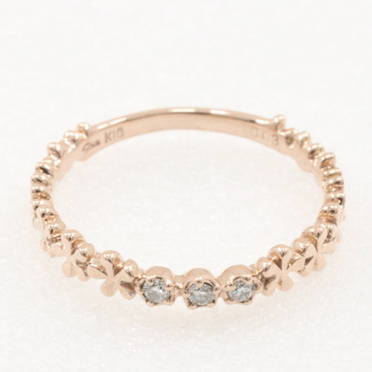 STAR JEWELRY Ring K10 pink gold, diamond gold 3P diamond Women Used Authentic