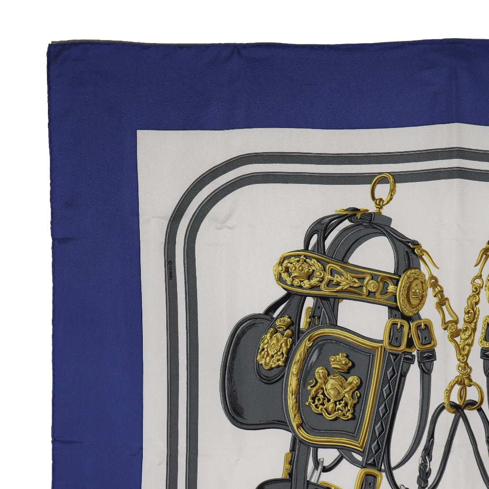 HERMES scarf silk blue Ceremony bridle BRIDES de GALA Carre90 Women Used Authentic