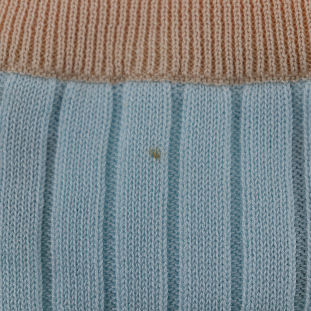 CHANEL cardigan P07389V00348 cotton Two-tone color (light blue) piping ensemble 40