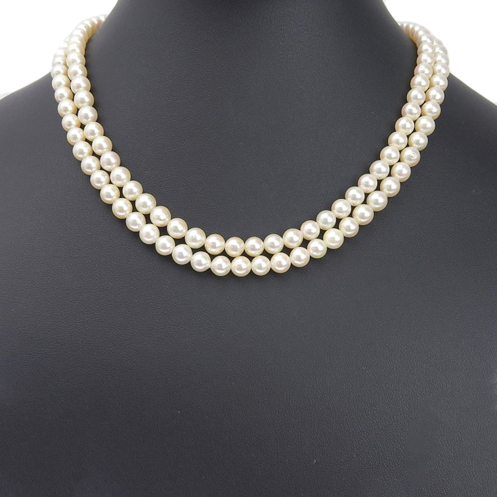 TASAKI Necklace Silver, Akoya Pearl Silver Pearl long Women Used Authentic