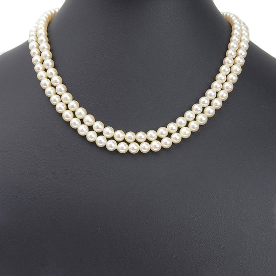 TASAKI Necklace Silver, Akoya Pearl Silver Pearl long Women Used Authentic