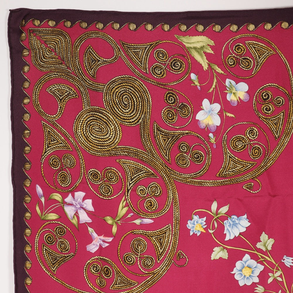 HERMES scarf silk Red ARABESQUES arabesque Carre90 Women Used Authentic