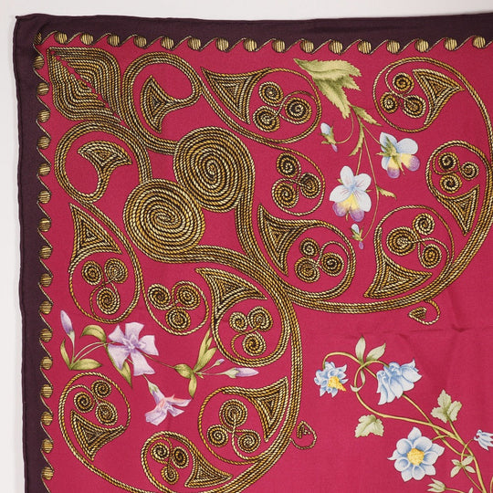 HERMES scarf silk Red ARABESQUES arabesque Carre90 Women Used Authentic