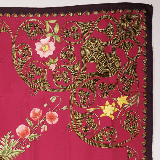 HERMES scarf silk Red ARABESQUES arabesque Carre90 Women Used Authentic