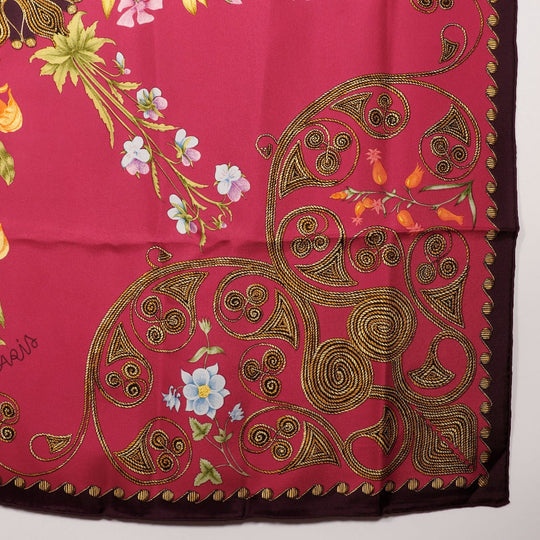 HERMES scarf silk Red ARABESQUES arabesque Carre90 Women Used Authentic