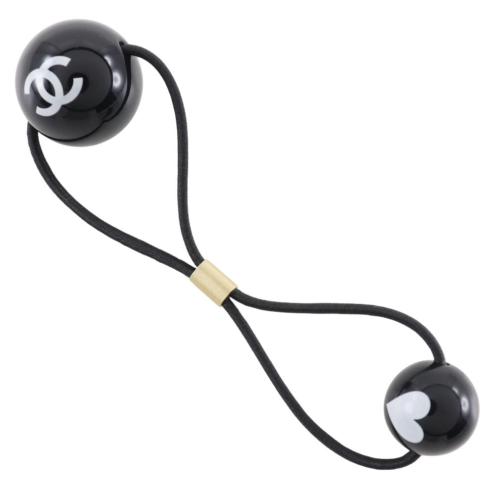 CHANEL Other miscellaneous goods A18822Y02843 Plastics, Rubber black 02P COCO Mark Heart Hair rubber Women large/small Used Authentic