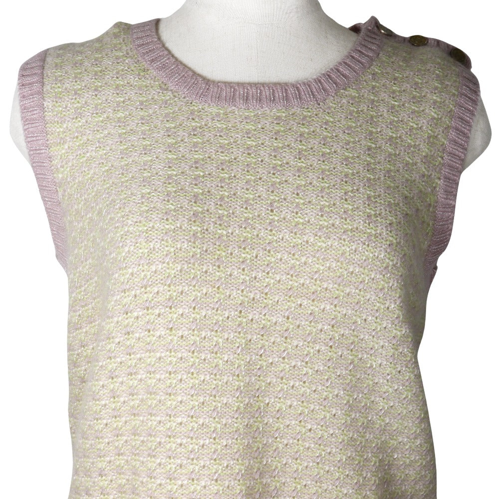 CHANEL Vest P25397V01844 Cashmere, Rayon Pink / Yellow green knit 46