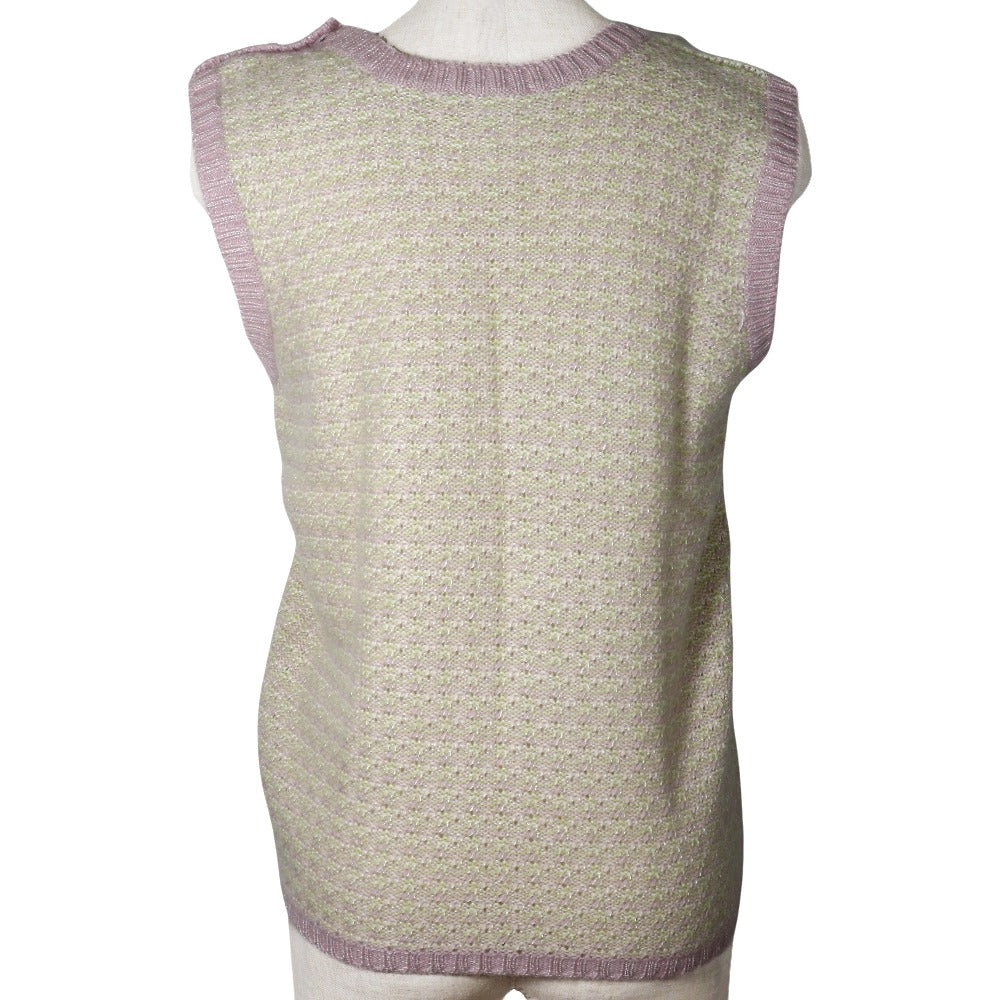 CHANEL Vest P25397V01844 Cashmere, Rayon Pink / Yellow green knit 46