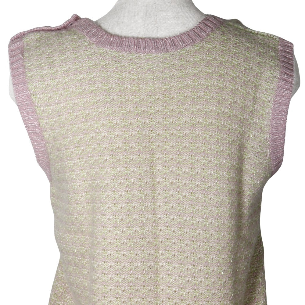 CHANEL Vest P25397V01844 Cashmere, Rayon Pink / Yellow green knit 46