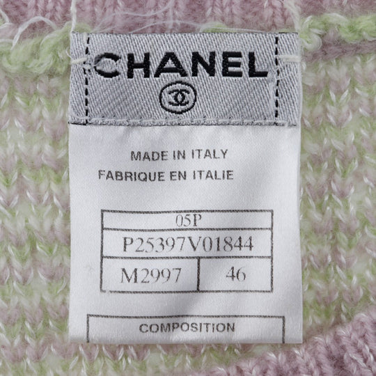 CHANEL Vest P25397V01844 Cashmere, Rayon Pink / Yellow green knit 46
