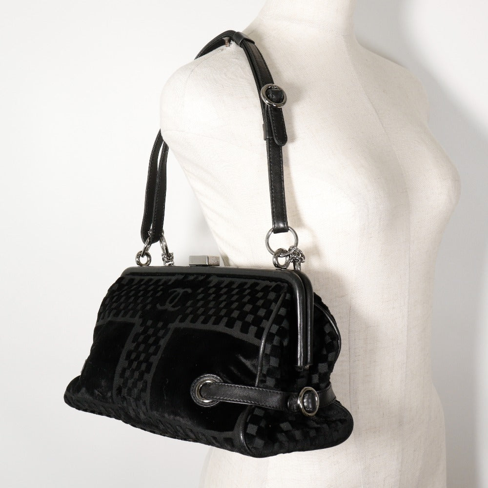 CHANEL Shoulder Bag A33096 Velor black Gamaguchi 2WAY COCO Mark ChainShoulder Women Used Authentic