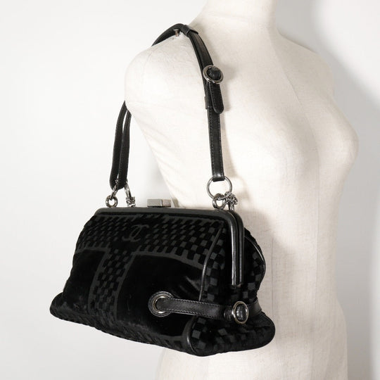 CHANEL Shoulder Bag A33096 Velor black Gamaguchi 2WAY COCO Mark ChainShoulder Women Used Authentic