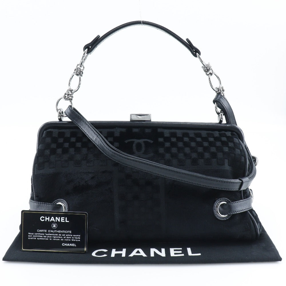 CHANEL Shoulder Bag A33096 Velor black Gamaguchi 2WAY COCO Mark ChainShoulder Women Used Authentic