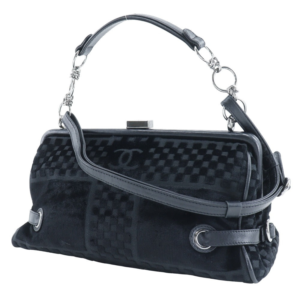 CHANEL Shoulder Bag A33096 Velor black Gamaguchi 2WAY COCO Mark ChainShoulder Women Used Authentic