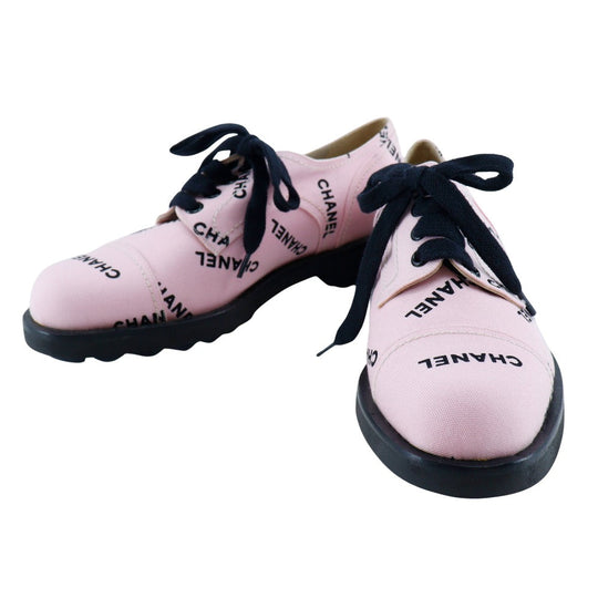 CHANEL sneakers A05136 canvas Pink / black 95P Logo print Women 36 1/2 Used Authentic