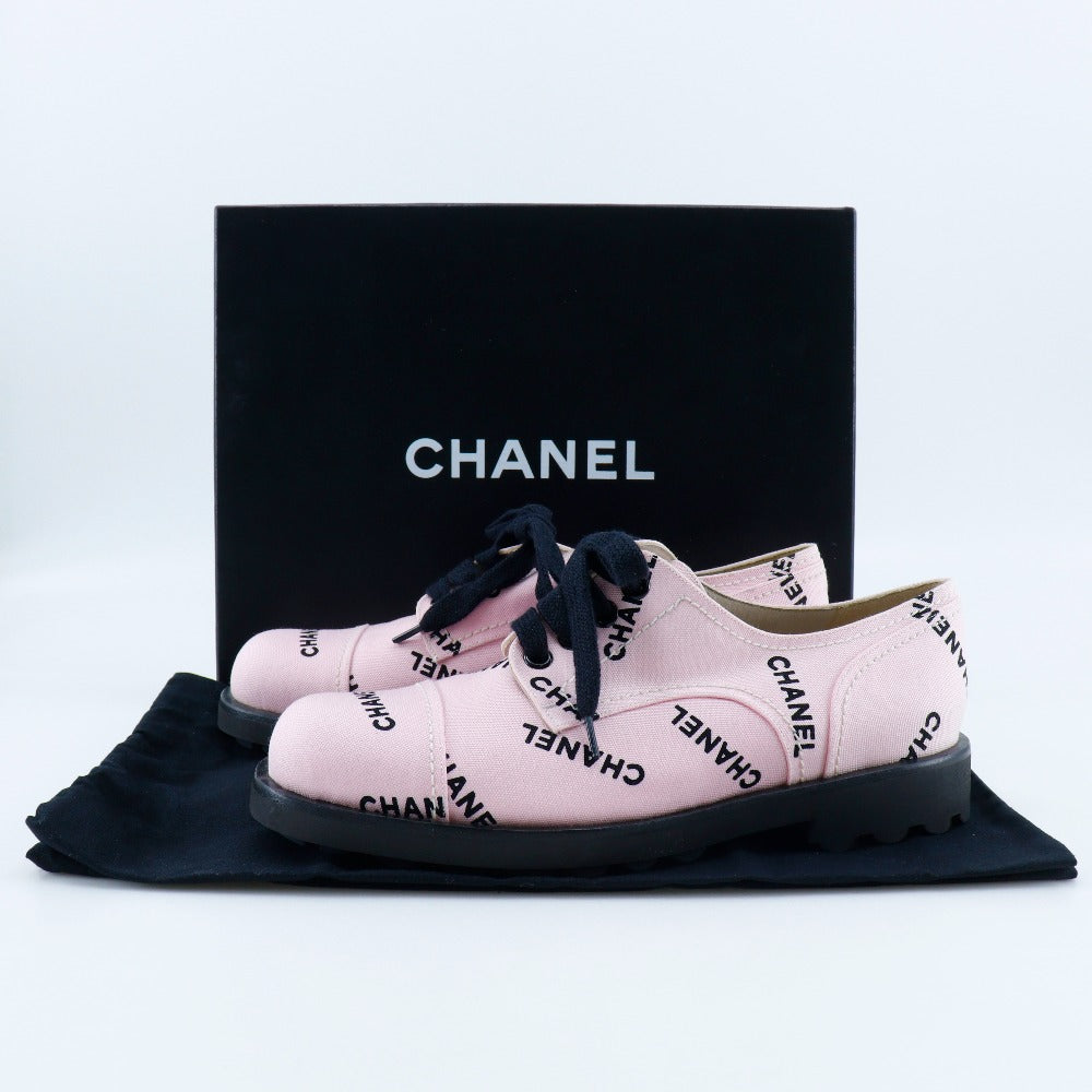 CHANEL sneakers A05136 canvas Pink / black 95P Logo print Women 36 1/2 Used Authentic
