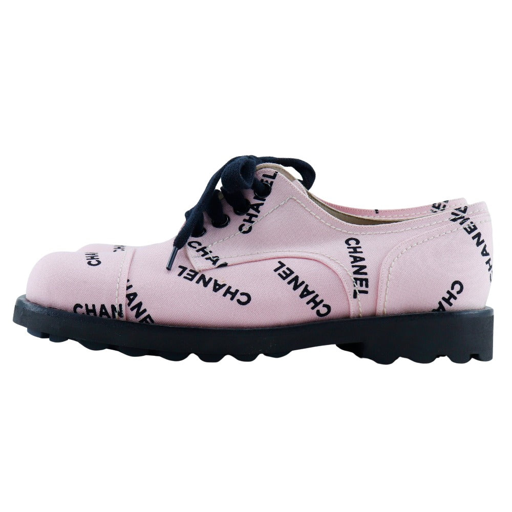 CHANEL sneakers A05136 canvas Pink / black 95P Logo print Women 36 1/2 Used Authentic