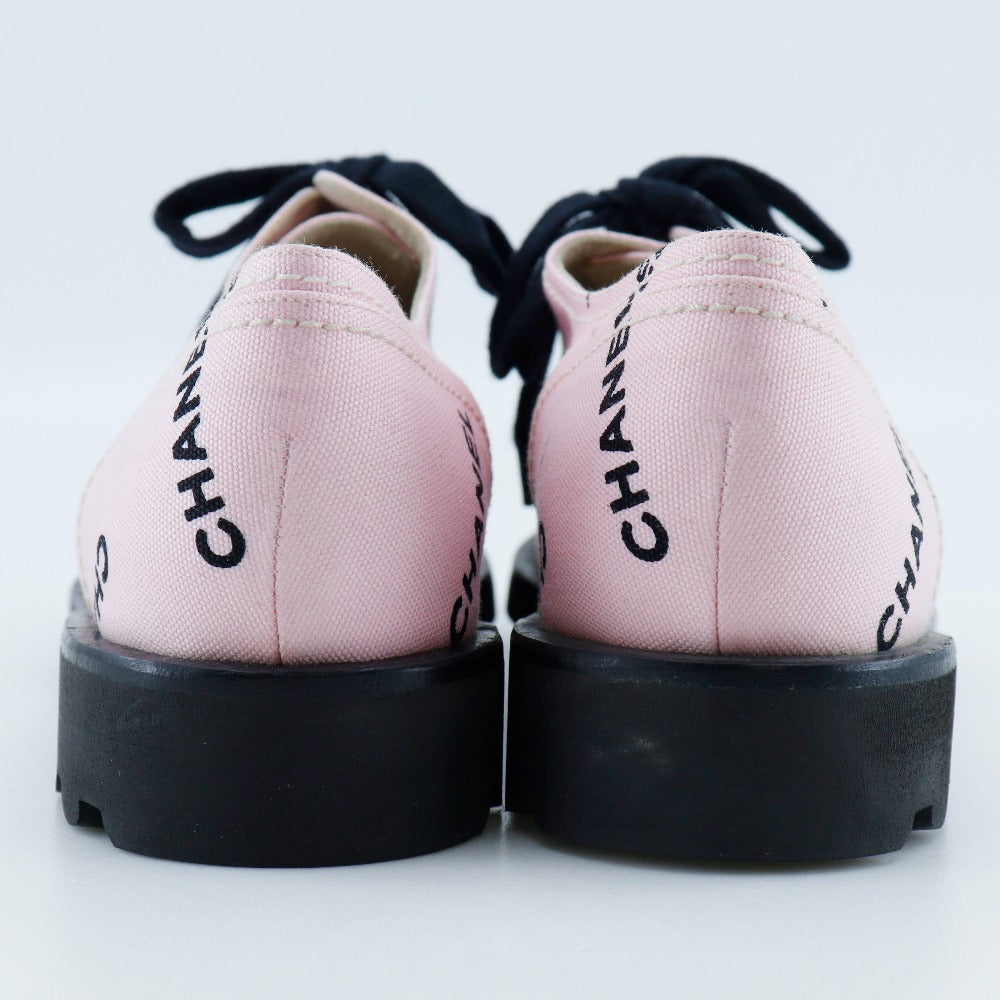 CHANEL sneakers A05136 canvas Pink / black 95P Logo print Women 36 1/2 Used Authentic