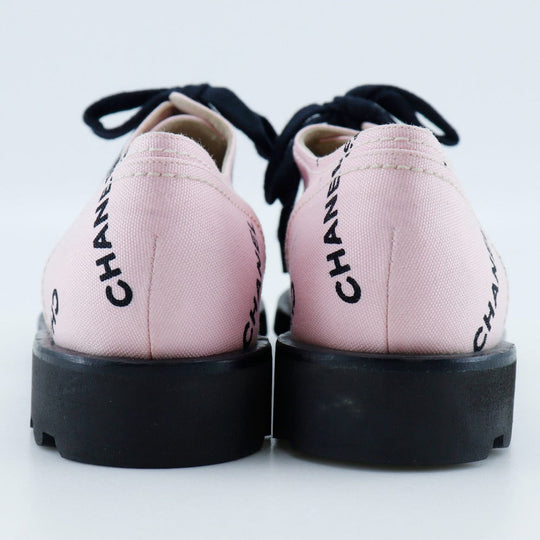 CHANEL sneakers A05136 canvas Pink / black 95P Logo print Women 36 1/2 Used Authentic